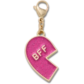 Adorno rosa con Glitter «BFF» para el colgante para zapatos Jibbitz izquierdo