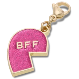 Adorno rosa con Glitter «BFF» para el colgante para zapatos Jibbitz izquierdo