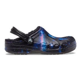 Baya Lined Clog con correa peluda y forro «Black Multi»