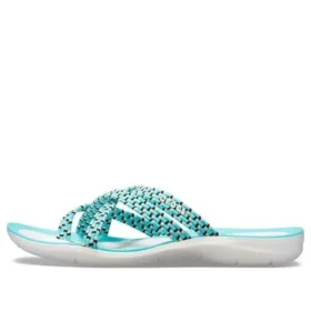 Chanclas de punto azul y blanco