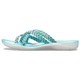 Chanclas de punto azul y blanco