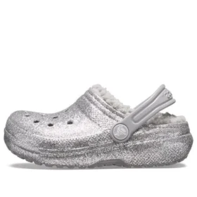 Classic Lined Clog con forro de Glitter «Gris plateado»