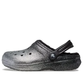 Classic Lined Clog con forro de Glitter «Negro y plateado»
