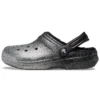Classic Lined Clog con forro de Glitter «Negro y plateado»