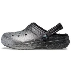 Classic Lined Clog con forro de Glitter «Negro y plateado»