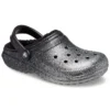 Classic Lined Clog con forro de Glitter «Negro y plateado»