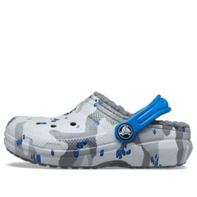 Classic Lined Clog de camuflaje con forro «Gris, blanco, azul»