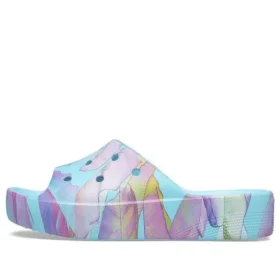 Classic Slide de plataforma con estampado de palmeras «Blue Multi-Color»