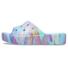 Classic Slide de plataforma con estampado de palmeras «Blue Multi-Color»