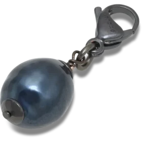 Colgante Jibbitz™ de perla SMT plateada y negra