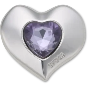 Colgantes Jibbitz™ de corazón con gemas SMT en plateado y morado