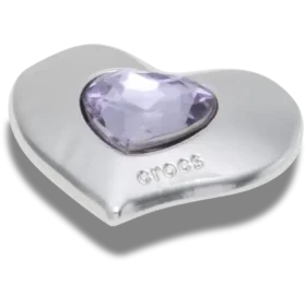 Colgantes Jibbitz™ de corazón con gemas SMT en plateado y morado