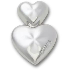 Colgantes Jibbitz™ de doble corazón plateado