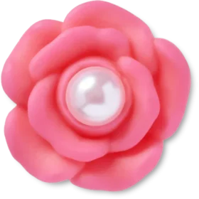 Colgantes Jibbitz™ de flor rosa con perla en el centro