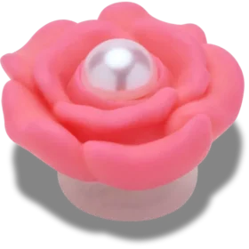Colgantes Jibbitz™ de flor rosa con perla en el centro