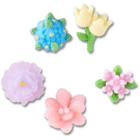 Paquete de 5 colgantes Jibbitz de flores con cuentas