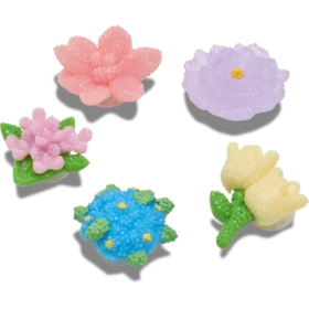 Paquete de 5 colgantes Jibbitz de flores con cuentas