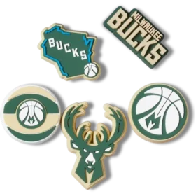 Paquete de 5 colgantes Jibbitz de los Milwaukee Bucks de la NBA