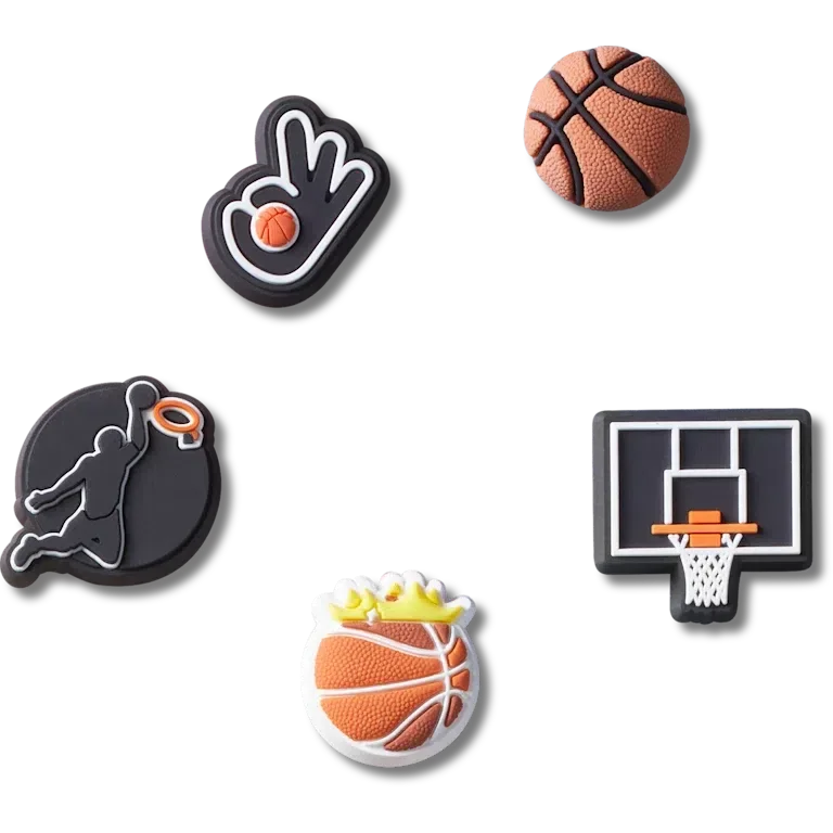 Paquete de 5 colgantes Jibbitz del equipo de baloncesto Paquete de 5 colgantes Jibbitz del equipo de baloncesto
