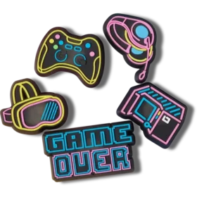 Paquete de 5 colgantes Jibbitz «Gamer» de neón que se iluminan