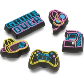 Paquete de 5 colgantes Jibbitz «Gamer» de neón que se iluminan