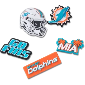 Paquete de 5 colgantes para zapatos Jibbitz de los Miami Dolphins de la NFL
