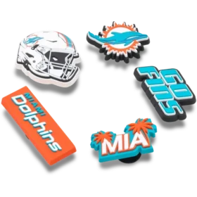 Paquete de 5 colgantes para zapatos Jibbitz de los Miami Dolphins de la NFL