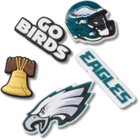 Paquete de 5 colgantes para zapatos Jibbitz de los Philadelphia Eagles de la NFL