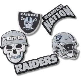 Paquete de 5 colgantes para zapatos Jibbitz de los Raiders de Las Vegas de la NFL