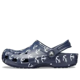 Sandalias Classic Clog con estampado azul oscuro