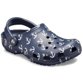 Sandalias Classic Clog con estampado azul oscuro
