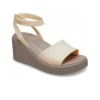 Sandalias de cuña con correa al tobillo Brooklyn «Cream White Brown»