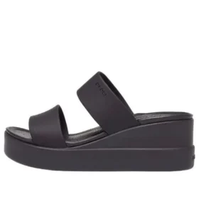 Sandalias de cuña media con punta redonda y doble correa de Brooklyn «Negro»