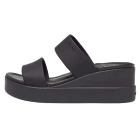 Sandalias de cuña media con punta redonda y doble correa de Brooklyn «Negro»
