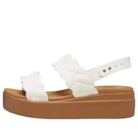 Sandalias de cuña tejidas Brooklyn «Blanco-marrón»