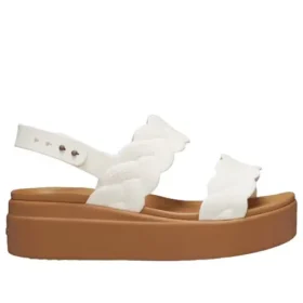 Sandalias de cuña tejidas Brooklyn «Blanco-marrón»
