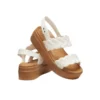 Sandalias de cuña tejidas Brooklyn «Blanco-marrón»