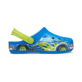 Sandalias deportivas azules de tacón plano con diseño divertido