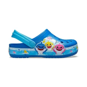 Sandalias deportivas de playa con tacón bajo y diseño de cocodrilo pequeño «Funny Shark» en azul