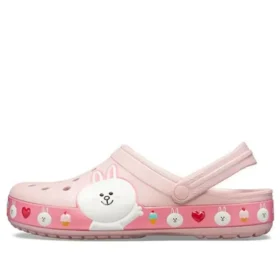 Sandalias unisex Crocs x Line Friends en rosa playa
