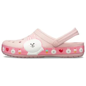 Sandalias unisex Crocs x Line Friends en rosa playa