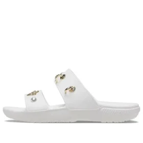 Zapatillas de casa planas de talón bajo para exterior, con suela suave y cómoda, color blanco