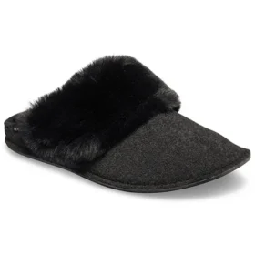 Zapatillas de casa tipo mules de piel «Negro»