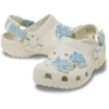 Zueco clásico de mezclilla para niños pequeños con correa trasera ajustable y adornos florales