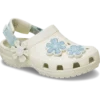Zueco clásico de mezclilla para niños pequeños con correa trasera ajustable y adornos florales