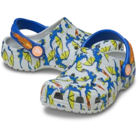 Zuecos Classic Clog para niños pequeños con diseño gráfico de dragón