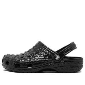 Zuecos clásicos de piel de cocodrilo «Negro»