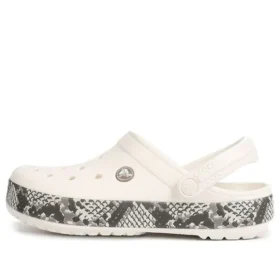 Zuecos Crocband con estampado de serpiente «Blanco-Negro»
