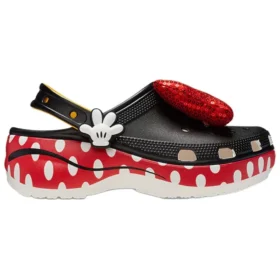 Zuecos de plataforma clásicos Crocs x Minnie Mouse «Negro, rojo y blanco»