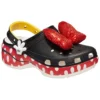 Zuecos de plataforma clásicos Crocs x Minnie Mouse «Negro, rojo y blanco»